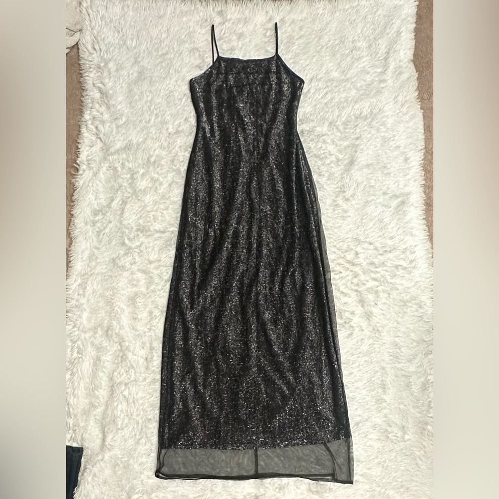 90’s Roberta for Dillards Glitter grunge fairy Black Maxi Dress